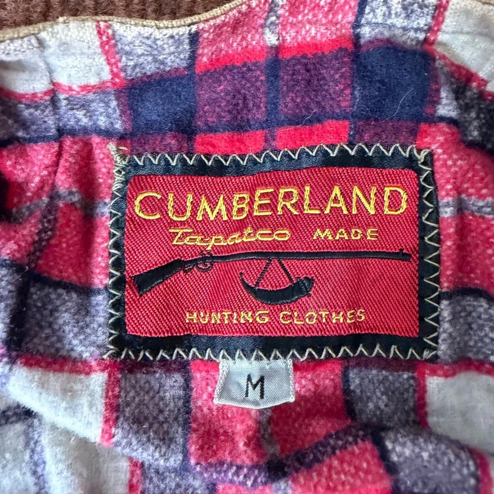 Vintage Cumberland Hunting Vest Tan Canvas Plaid Lined Shell Loops Game Bag B-
